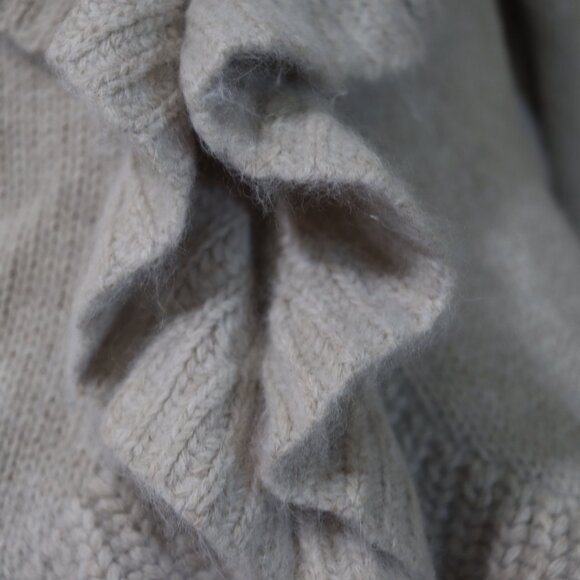 Sarah Spencer Light Gray Marled Ruffle Front Cropped Cardigan Sweater XL Angora - Picture 8 of 15